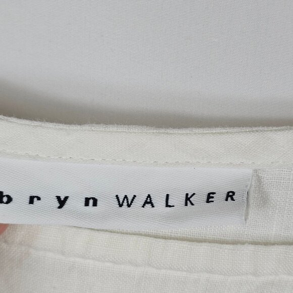 Bryn Walker M ivory Natural Fiber Linen Coastal Quiet Luxury Minimalist Top - Picture 7 of 10